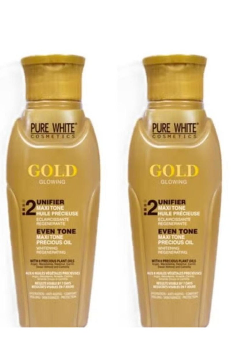 بيور وايت كوزماتيكس زيت التفتيح الذهبي المتوهج 50 مل قطعتين