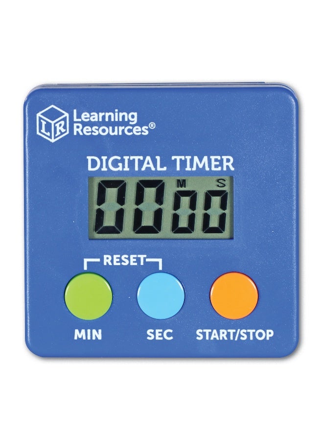 ليرننج ريسورسز مؤقت رقمي من Learning Resources للأطفال، مؤقت تنازلي وتصاعدي سهل الاستخدام مع صوت صفير، يعد من 1 إلى 100 دقيقة، تصميم متعدد الاستخدامات مع مشبك أو حامل أو حزام للرقبة، يتضمن بطارية AAA، للأعمار من 5 سنوات فما فوق - Image 1