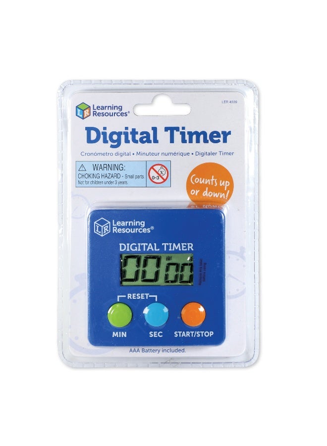 ليرننج ريسورسز مؤقت رقمي من Learning Resources للأطفال، مؤقت تنازلي وتصاعدي سهل الاستخدام مع صوت صفير، يعد من 1 إلى 100 دقيقة، تصميم متعدد الاستخدامات مع مشبك أو حامل أو حزام للرقبة، يتضمن بطارية AAA، للأعمار من 5 سنوات فما فوق - Image 2