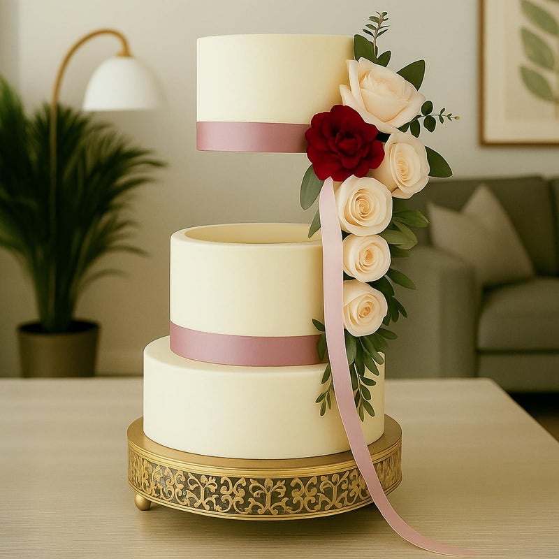LemonRoad 6''+8'' Floating Cake Stand 2 Tier Metal Wedding Cake Stand Spacer Separator Round Decorative Dessert Display Riser Pastry Holder for Wedding Birthday Anniversary Party Centerpiece(Gold) - Image 5