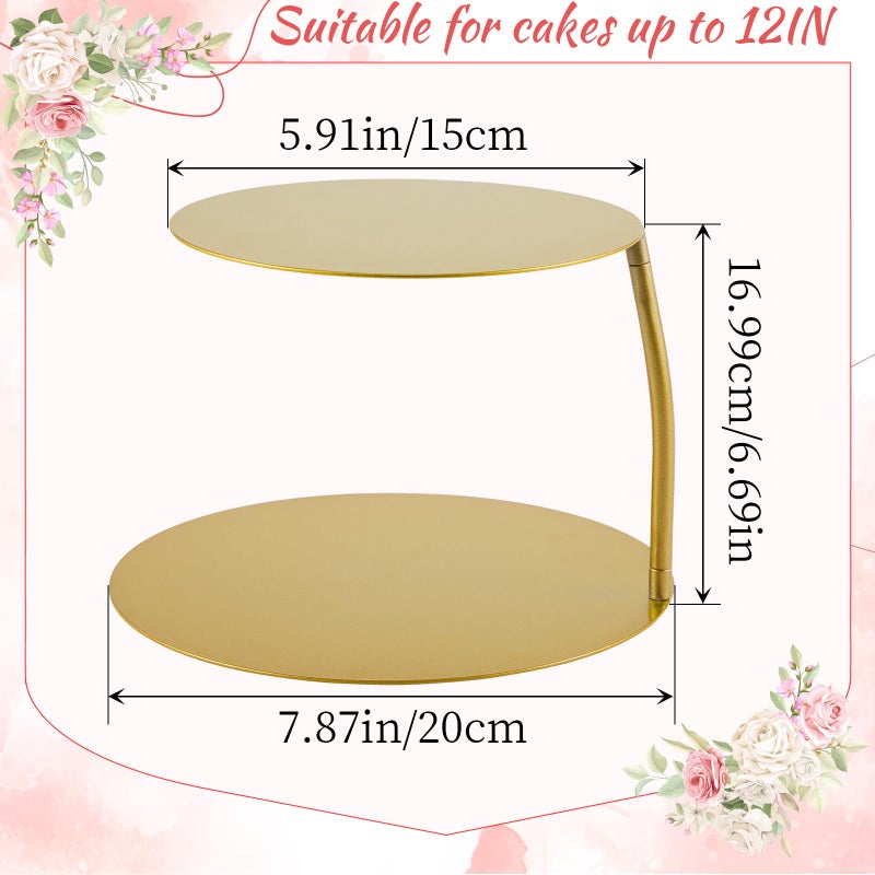 LemonRoad 6''+8'' Floating Cake Stand 2 Tier Metal Wedding Cake Stand Spacer Separator Round Decorative Dessert Display Riser Pastry Holder for Wedding Birthday Anniversary Party Centerpiece(Gold) - Image 2