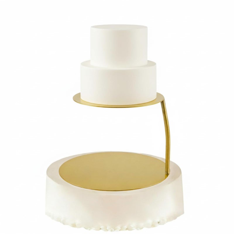 LemonRoad 6''+8'' Floating Cake Stand 2 Tier Metal Wedding Cake Stand Spacer Separator Round Decorative Dessert Display Riser Pastry Holder for Wedding Birthday Anniversary Party Centerpiece(Gold) - Image 1
