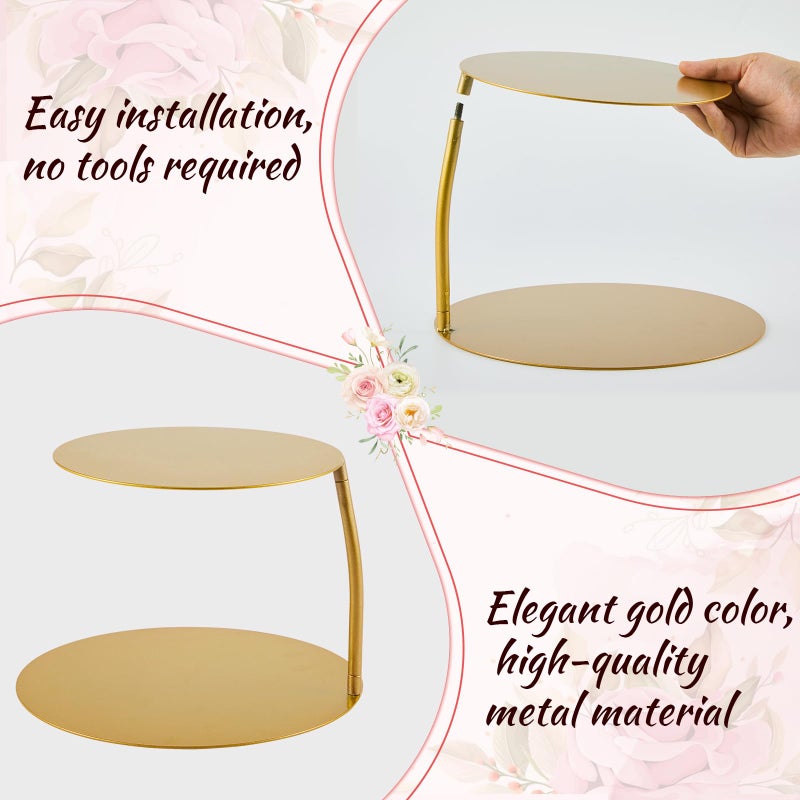 LemonRoad 6''+8'' Floating Cake Stand 2 Tier Metal Wedding Cake Stand Spacer Separator Round Decorative Dessert Display Riser Pastry Holder for Wedding Birthday Anniversary Party Centerpiece(Gold) - Image 3