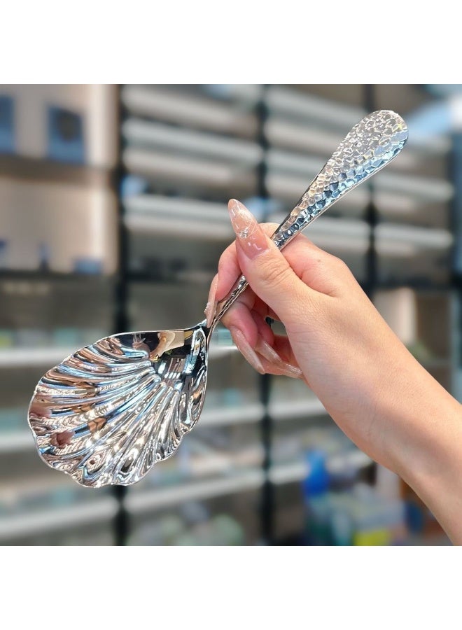 2Pcs Shell Shape Serving Spoons 18/10(304) Stainless Steel Vegetable Spoon 8.85inch Large Scalloped Soup Spoon for Home Party Restaurant Buffet - Image 1