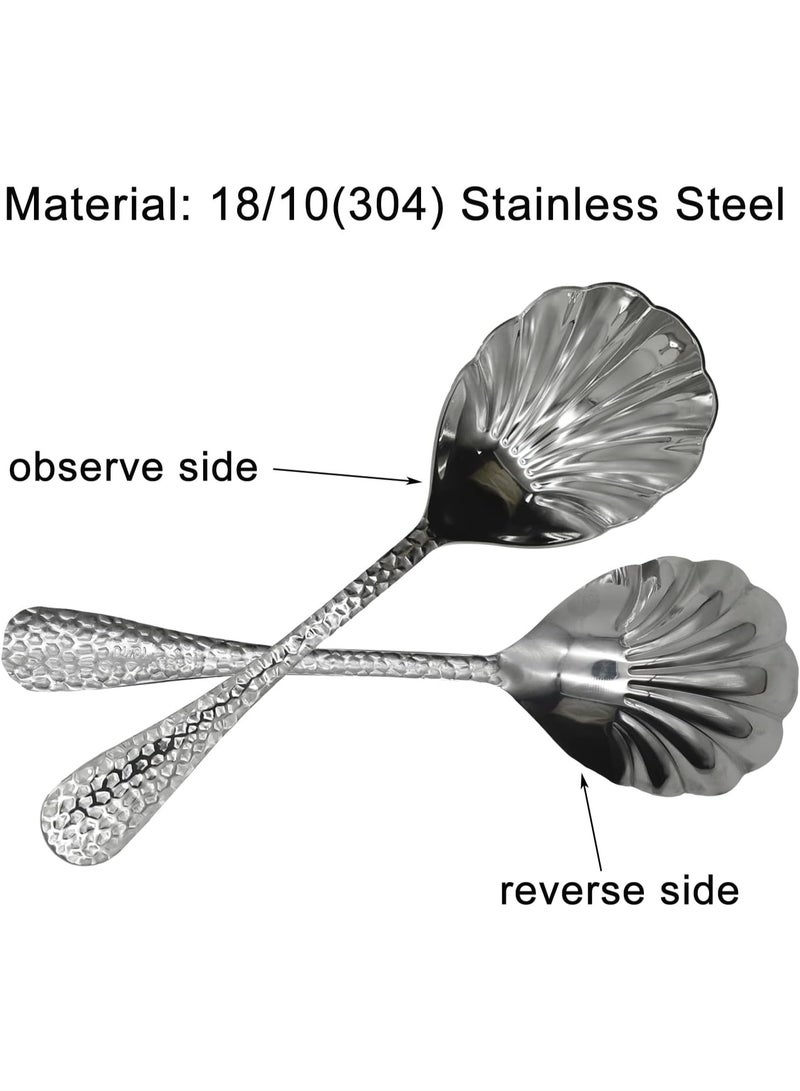 2Pcs Shell Shape Serving Spoons 18/10(304) Stainless Steel Vegetable Spoon 8.85inch Large Scalloped Soup Spoon for Home Party Restaurant Buffet - Image 3
