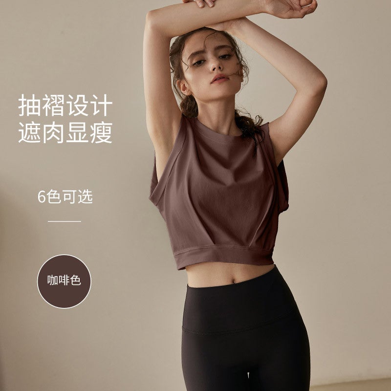 Generic Womens Sleeveless Loose Running Yoga Tank Top Coffee 