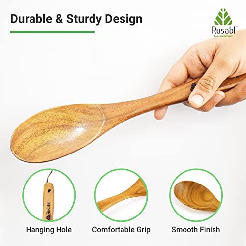 Rusabl Pure Sheesham Wooden Spatulas, (Pack of 3) Palta Turner, Butter Spoon and Ladle for Cooking Dosa, Chapati, Rice, Natural Wood Kitchen Tools, Non Stick, No Harmful Polish, Heat Resistant - Image 5