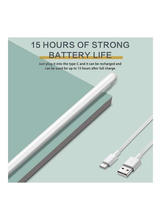 ELTRAZONE JT11 Stylus Pen – Active Capacitive Pencil Compatible with iOS, Android & Windows Touch Screen Devices – Smooth Precision Drawing & Writing – Rechargeable, White - Image 2