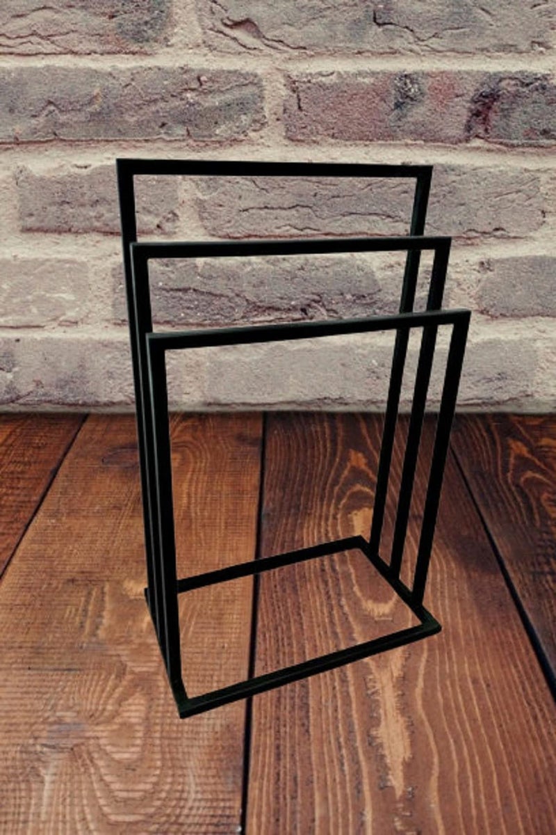 INDIAN DECOR. 21577 Classic Freestanding Towel Stand Black Floor Standing Towel Stand/Bath Organizer/Towel Drying Rack - Black Metal - Image 3