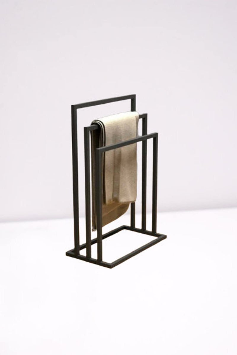 INDIAN DECOR. 21577 Classic Freestanding Towel Stand Black Floor Standing Towel Stand/Bath Organizer/Towel Drying Rack - Black Metal - Image 1