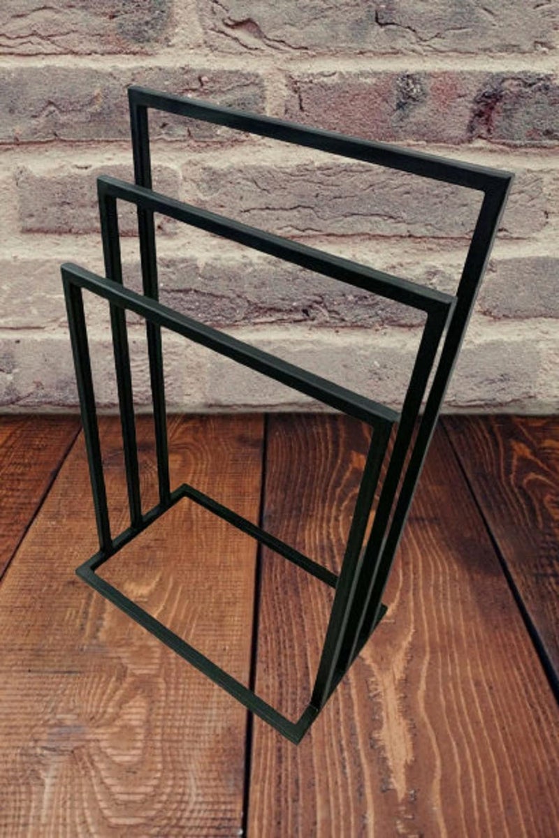 INDIAN DECOR. 21577 Classic Freestanding Towel Stand Black Floor Standing Towel Stand/Bath Organizer/Towel Drying Rack - Black Metal - Image 2