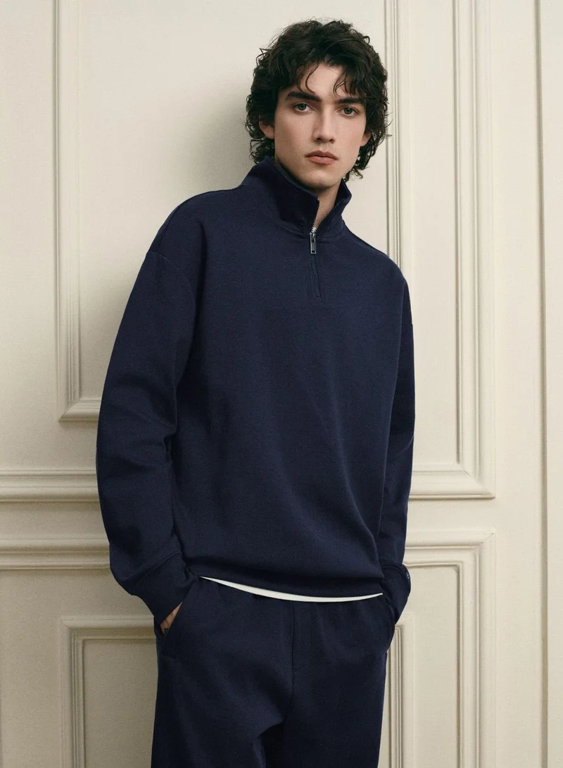 Men’s Regular Fit Lyocell Half-Zip Sweatshirt
