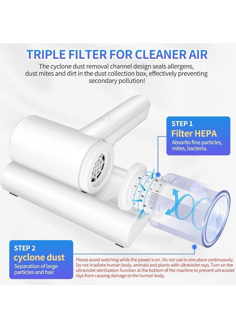 ELTRAZONE Cleaner,Handheld UV Bed Vacuum,Mite Removal Instrument Wireless Mite Remover Cleaning Machine for Pillows, Sheets, Mattresses, Sofas, Plush Toys and Other Fabric Surfaces - Image 3