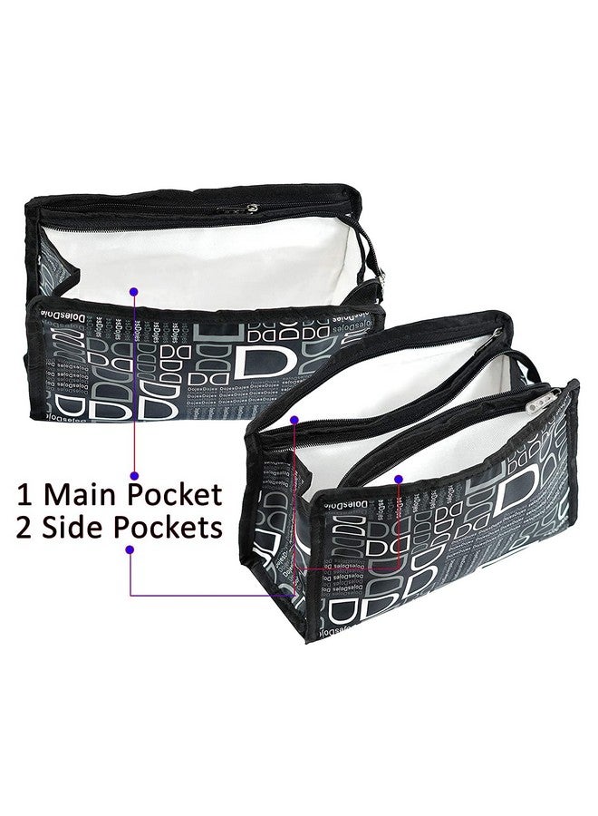 Pentbuns Pentbuns Set of 2 Multipurpose Transparent Travel Pouch Makeup Toiletry Kit Bag (with 2 Pockets Black D) - Image 4