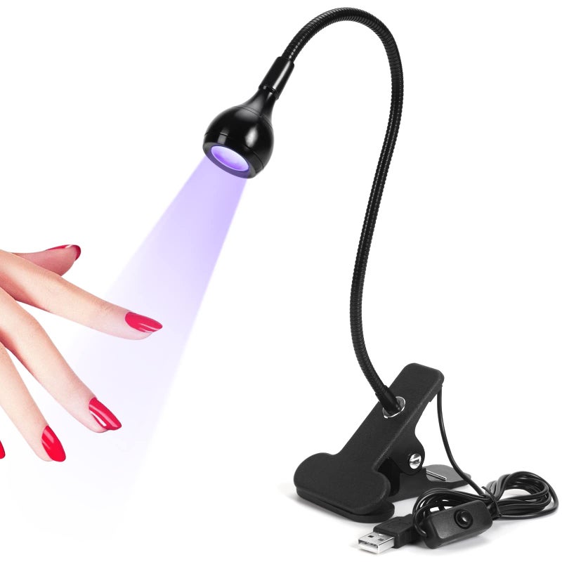 SAVILAND U V LED Nail Lamp â€“ Mini Led Nail Lamp Gel Lamp for Nails with Securing Clip Rotatable Led Light for Nails for Curing Gel Polish U V Nail Gels Manicure Home DIY, Black - Image 1