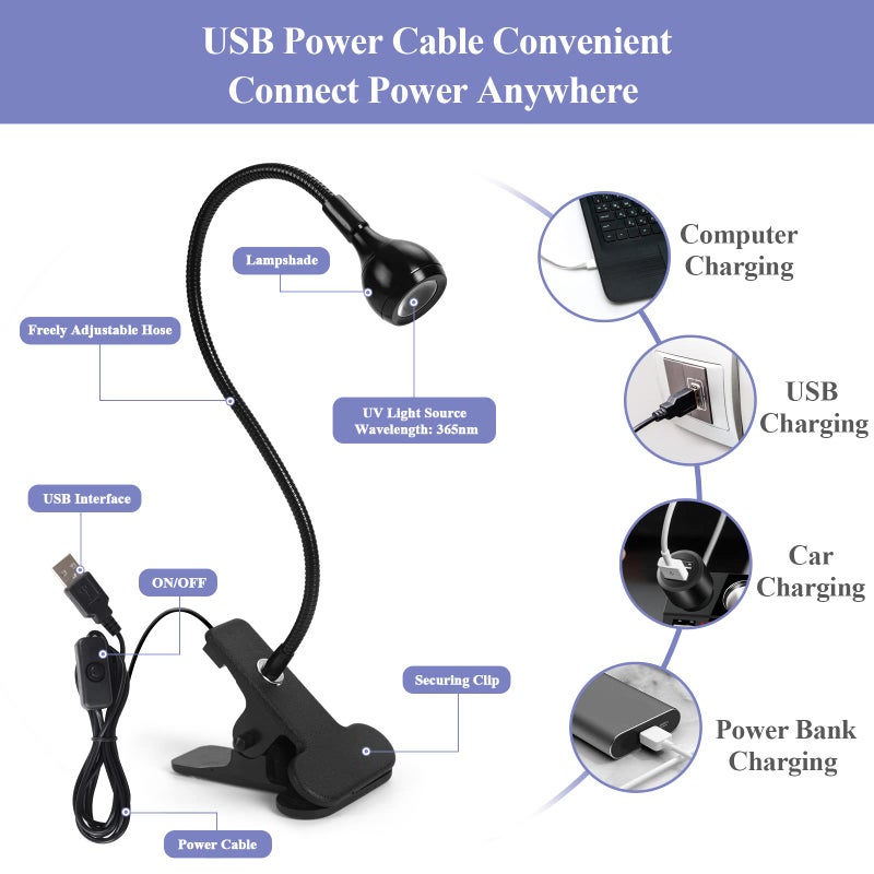 SAVILAND U V LED Nail Lamp â€“ Mini Led Nail Lamp Gel Lamp for Nails with Securing Clip Rotatable Led Light for Nails for Curing Gel Polish U V Nail Gels Manicure Home DIY, Black - Image 4