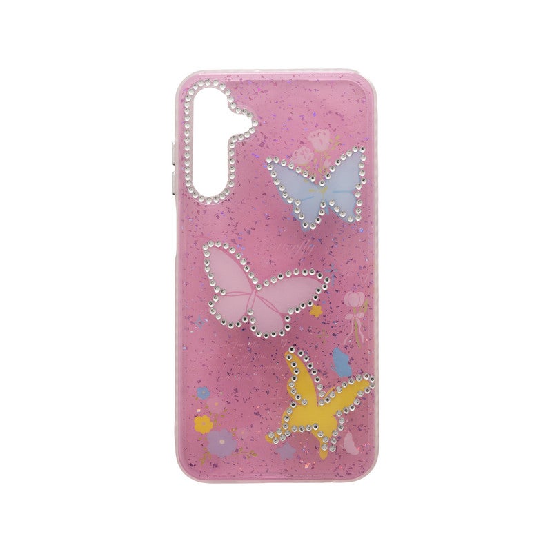 Back Cover Compatible With Samsung A15, Sparkling Glitter Case Hard Back With Soft Silicone Edges  - Blue & Yellow