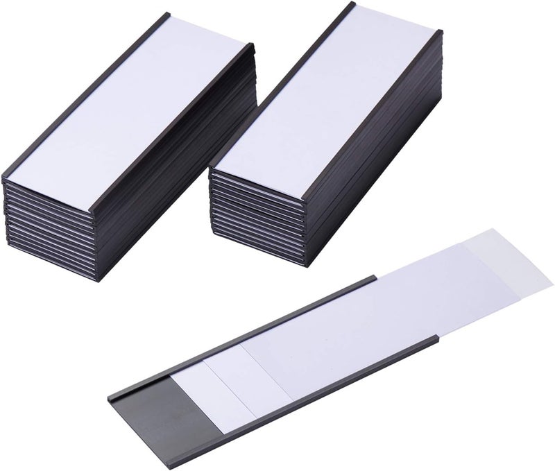 EEOYU All preference matching build Magnetic Label Holders with Magnets Magnetic Data Card Holders with Clear Plastic Protectors for Metal Shelf, Whiteboard, Set of 50 (1 x 3 Inch) Smooth joint - Image 1