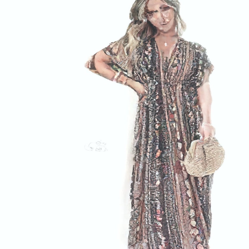 Women's V-Neck Printed Floral Dress Summer Fashion Casual Midi Dress - Image 3