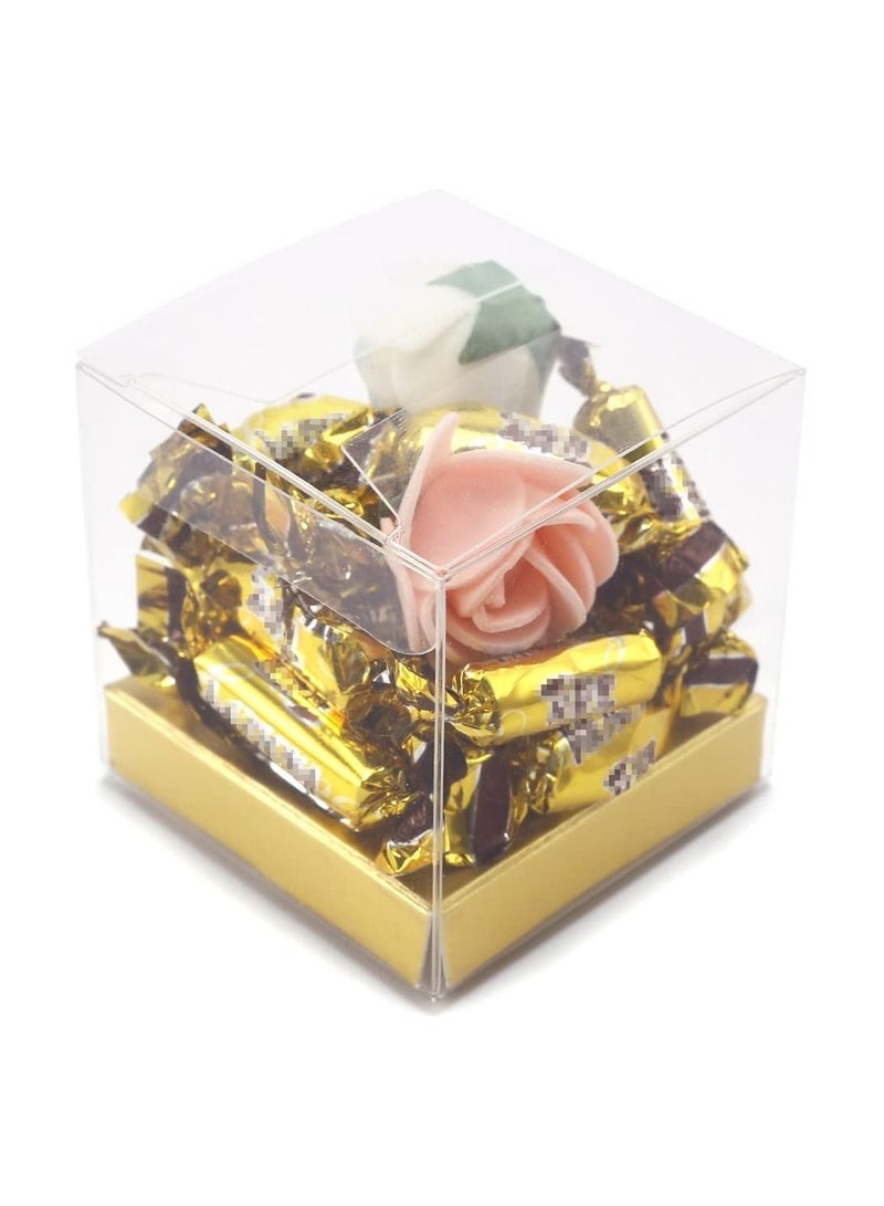 10x10x12cm Film Covered Clear Cube Wedding Favour Boxes PVC Transparent Cube Gift Boxes for Candy Chocolate  12PC - Image 4