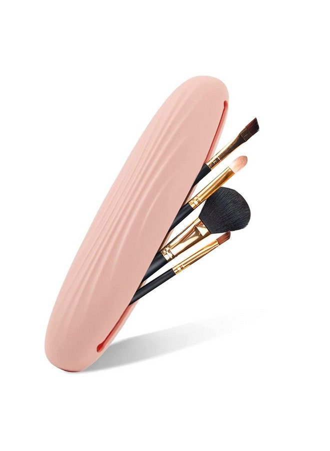 maycreate Makeup Brush Holder Travel Silicone Cosmetic Face Brushes Holder Portable Soft And Sleek Makeup Brush Organizer Pouch Tools (Pink) - Image 1