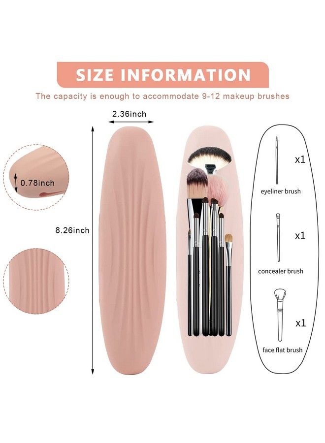 maycreate Makeup Brush Holder Travel Silicone Cosmetic Face Brushes Holder Portable Soft And Sleek Makeup Brush Organizer Pouch Tools (Pink) - Image 3