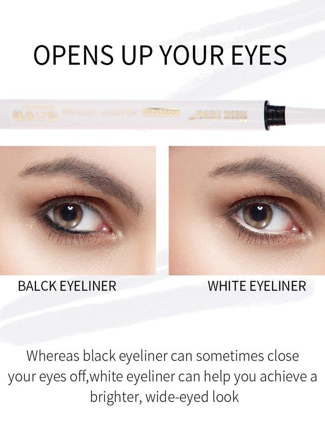 Okerker 2PCS Eye Highlighter Pencil, Nude White Eyeliner Pencil, Instantly Enlarged Eyes, Beige Eye Liner Brightener Pen with Sharpener, Smooth Texture Waterproof Long-lasting Eye liner Makeup - Image 4