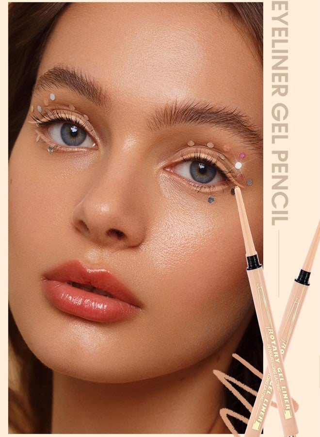 Okerker 2PCS Eye Highlighter Pencil, Nude White Eyeliner Pencil, Instantly Enlarged Eyes, Beige Eye Liner Brightener Pen with Sharpener, Smooth Texture Waterproof Long-lasting Eye liner Makeup - Image 2