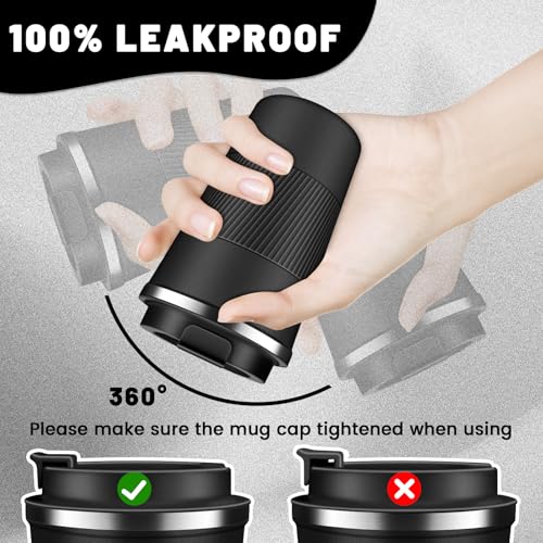 DUBUXW Insulated Coffee Tumblers with Flip Lid 12oz / 17oz, Stainless Steel Travel Coffee Mug Leak Proof, Vacuum Insulated Coffee Mug Reusable Cup, Keeps Cold and Hot for Coffee Tea - Image 3