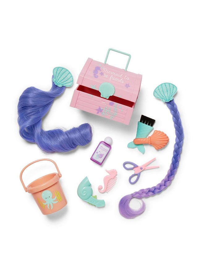 American Girl - Welliewishers Seashell Salon Set For 14.5Inch Dolls With A Purple And Pink Shellshaped Salon Chair, Two 10Inch Clipon Hair Extensions, And Pink Treasure Chest For Ages 4+ - Image 1