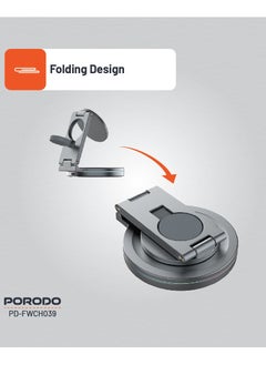 porodo 3 in 1 Wireless Charger with Rotating Base 15W / Fast Charging / Folding Design / Plug into 20W or higher charging adapter - Grey  - Image 3