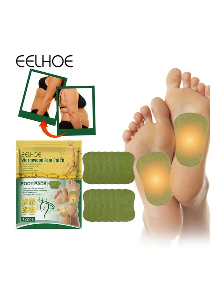 EELHOE Wormwood Foot Pads-12Pcs Natural Wormwood Body Cleansing Foot Pads Reduce Fatigue Increase Metabolism Improve Blood Circulation - Image 1