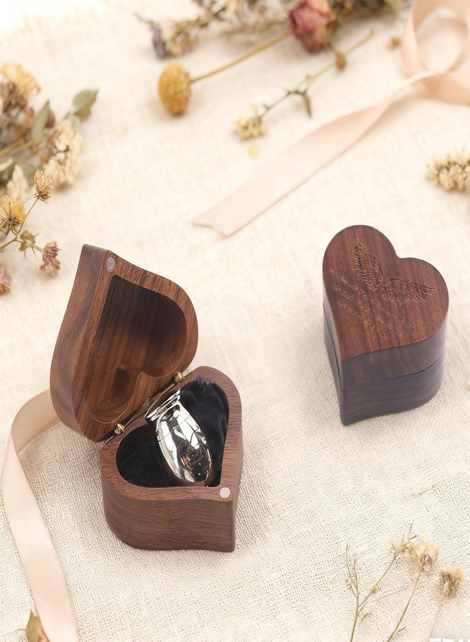 DAIFFUNE Small Urns for Ashes Heart Shaped Wooden Keepsake Box with Angel Wing Mini Cremation Keepsake Urns Memorial Urn for Men Women - Image 2