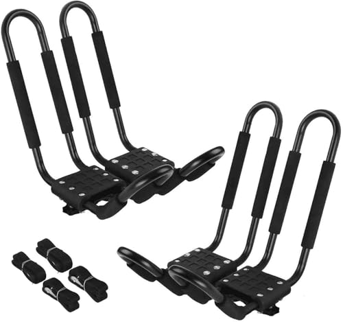PIRIPARA Kayak Roof Rack 2 Pairs J-Bar Carrier Holder for Canoe, SUV, Cars, Truck, Surf Ski, Car Top Mount Racks for Trip, Set of 4 - Image 1