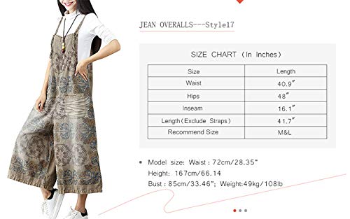 Yeokou Women's Loose Baggy Denim Wide Leg Drop Crotch Jumpsuit Rompers Overalls (One Size, Style 17 Coffee) - Image 5