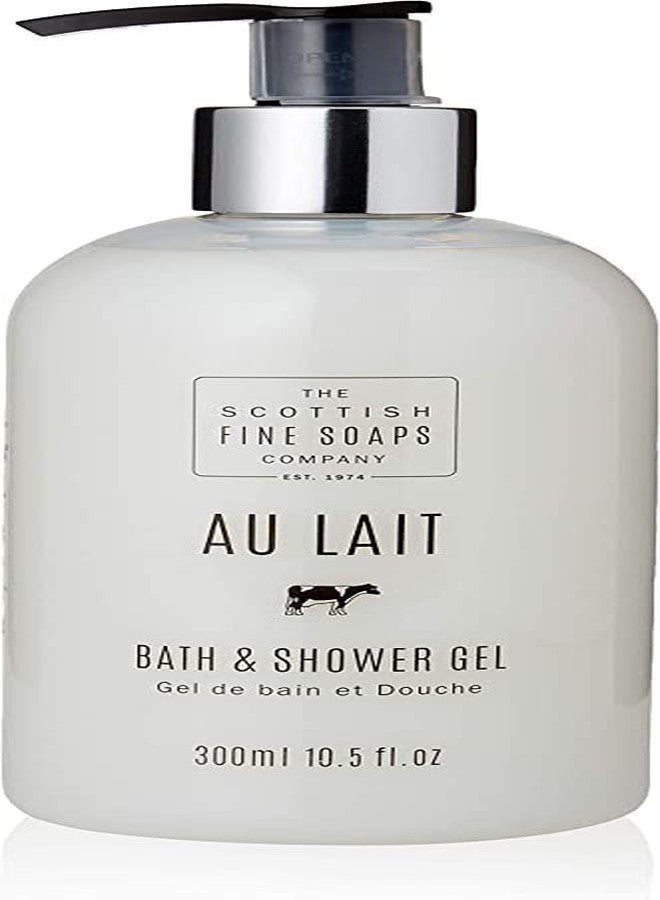 Scottish Fine Soaps Au Lait Bath & Shower Gel 300ml Pump Bottle - Image 1