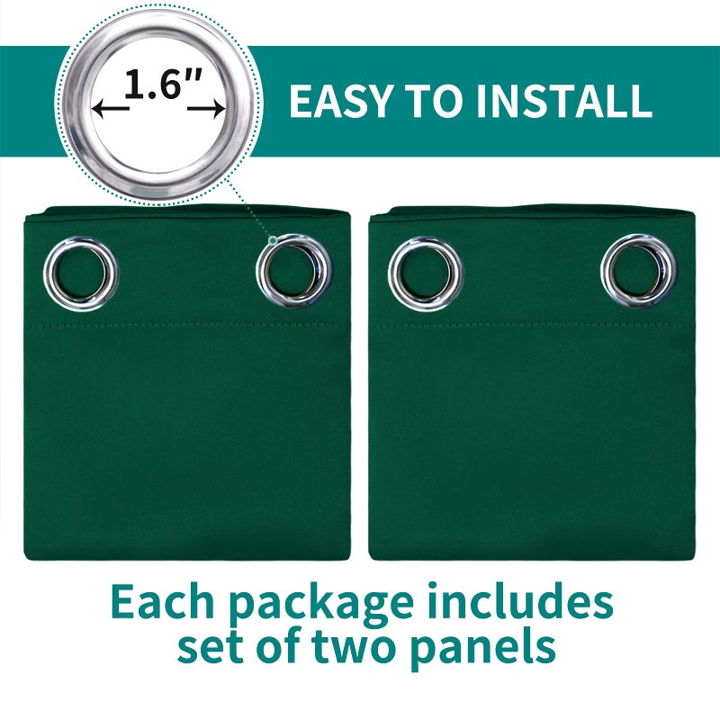 BGment الستائر الخضراء اللفاتية لغرفة النوم - الغرفة الحرارية المعزولة الحرارية ستائر نافذة ستائر من 2 لوحات كل 55 × 69 بوصة - Image 3