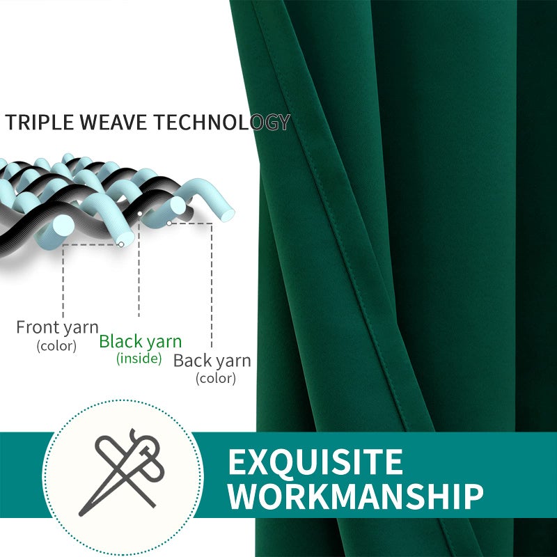 BGment الستائر الخضراء اللفاتية لغرفة النوم - الغرفة الحرارية المعزولة الحرارية ستائر نافذة ستائر من 2 لوحات كل 55 × 69 بوصة - Image 4