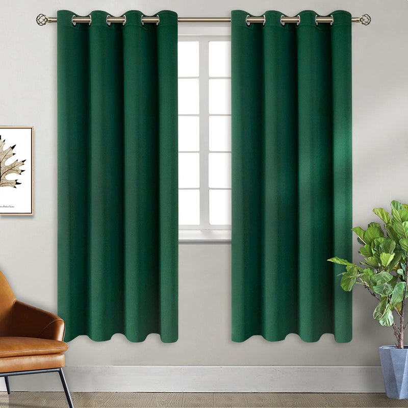 BGment الستائر الخضراء اللفاتية لغرفة النوم - الغرفة الحرارية المعزولة الحرارية ستائر نافذة ستائر من 2 لوحات كل 55 × 69 بوصة - Image 1