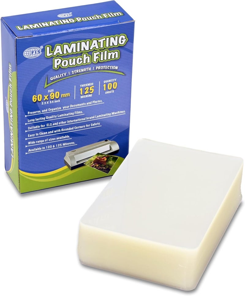 FIS Laminating Film, 60x90mm, 125 Micron Thickness, 100 Sheets Pack - Image 2