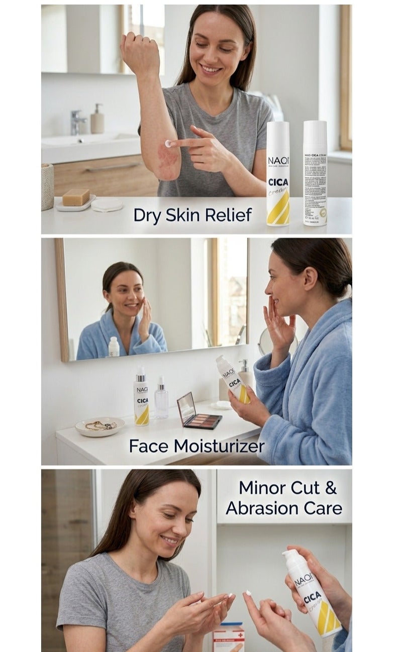 NAQI Cica Cream 100ml - Advanced Skin Regeneration & Scar Repair Treatment - Rebuilds Skin Barrier, Reduces Itching & Hydrates - Dermatologically Tested Intensive Recovery Formula, Post-Procedure & Burn Recovery Ointment - Soothing Moisturizer for Irritated Skin - Non-Greasy, Fast Absorbing Barrier Cream - Image 4