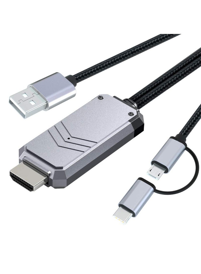 محول  Micro USB إلى HDMI، كابل 2 في 1 من النوع C وMicro USB إلى HDMI لأجهزة iPhone وAndroid، محول فيديو رقمي بدقة 1080 بكسل لأجهزة التلفزيون عالية الدقة/الشاشة/جهاز العرض، كابل محول فيديو AV - Image 5