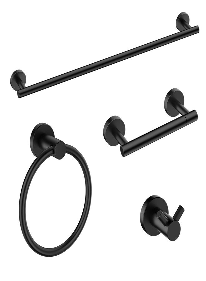 FORIOUS Bathroom Hardware Accessories Set, SUS304 Stainless Steel 24 Inch Towel Bar Set, Modern Towel Racks Holder for Bathroom Wall Mounted, 4 Pieces, Matte Black - Image 1