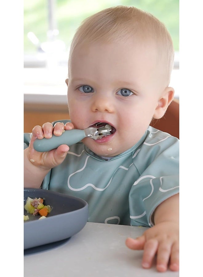 BEABA Stainless Steel Pre-Cutlery 2-Piece Set, Sage Green - Image 5
