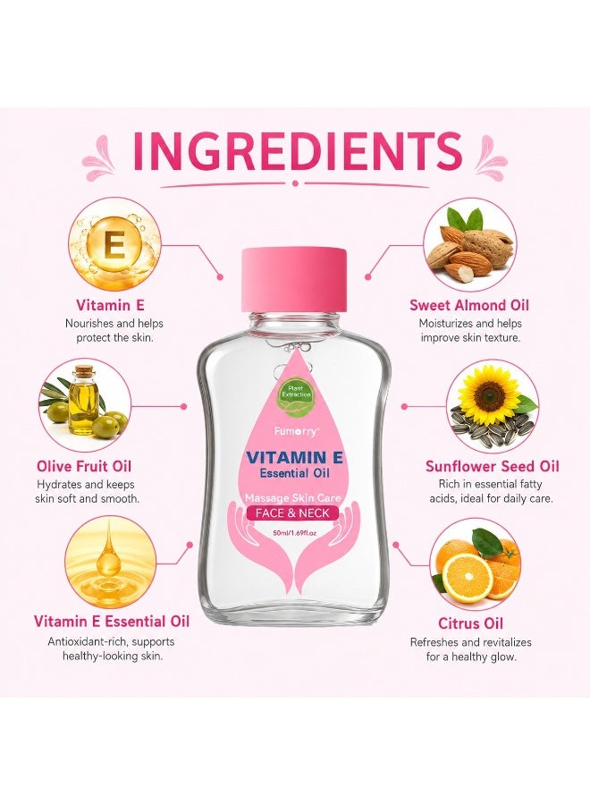 VITAMIN E Oil for Face, Body, Neck - Pure & Moisturizing for Skin, Plant Extraction, Multi-Use for Massage, Skincare & Beauty, Firming & Smooth Skin, Care for the Face, Neck Skin - Image 3