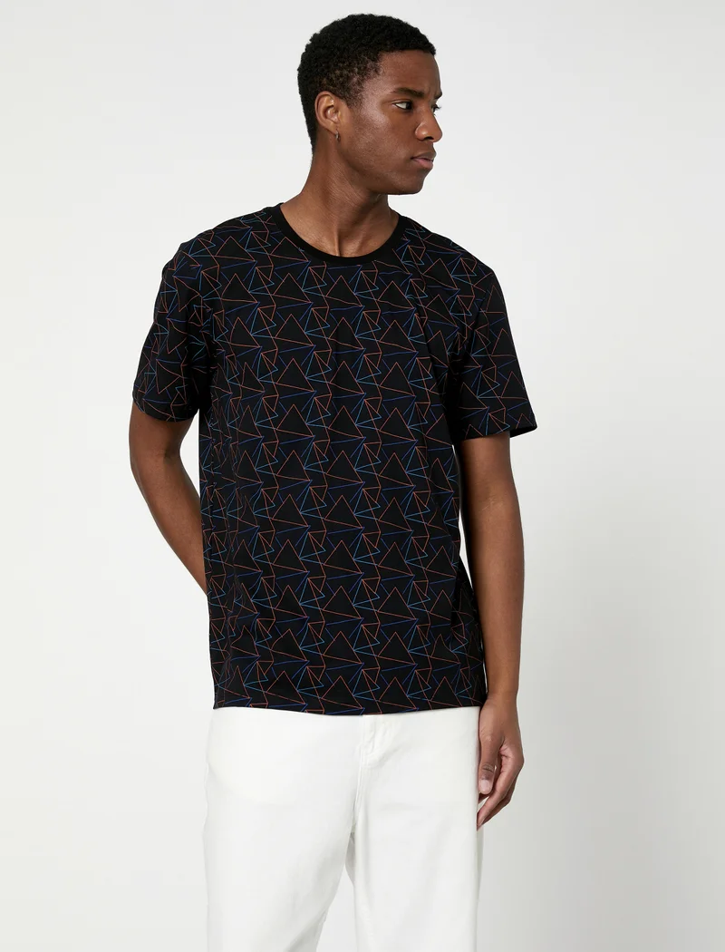 KOTON T-Shirt Printed Short Sleeve Crew Neck Cotton
