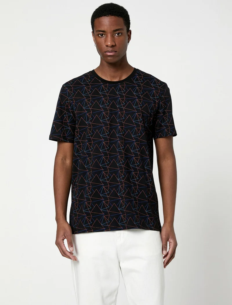 KOTON T-Shirt Printed Short Sleeve Crew Neck Cotton