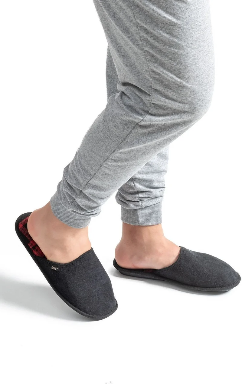 تويجي Plaid Men's Home Slippers Black Red 41/46 AA0550