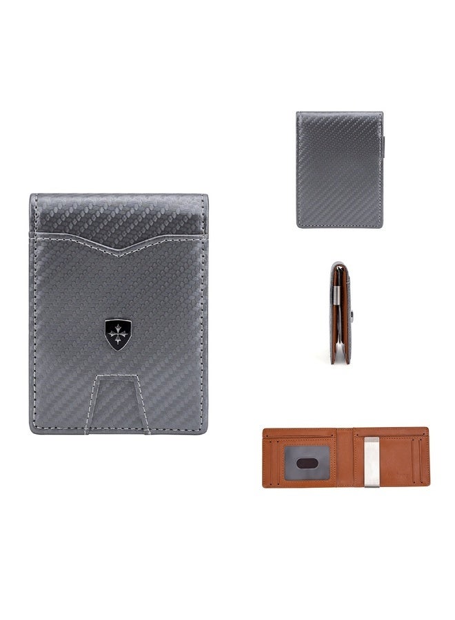 baellerry Men's Card Bag Carbon Fiber RFID Anti-degaussing Dollar Wallet Business Multi-card Purse - Image 1