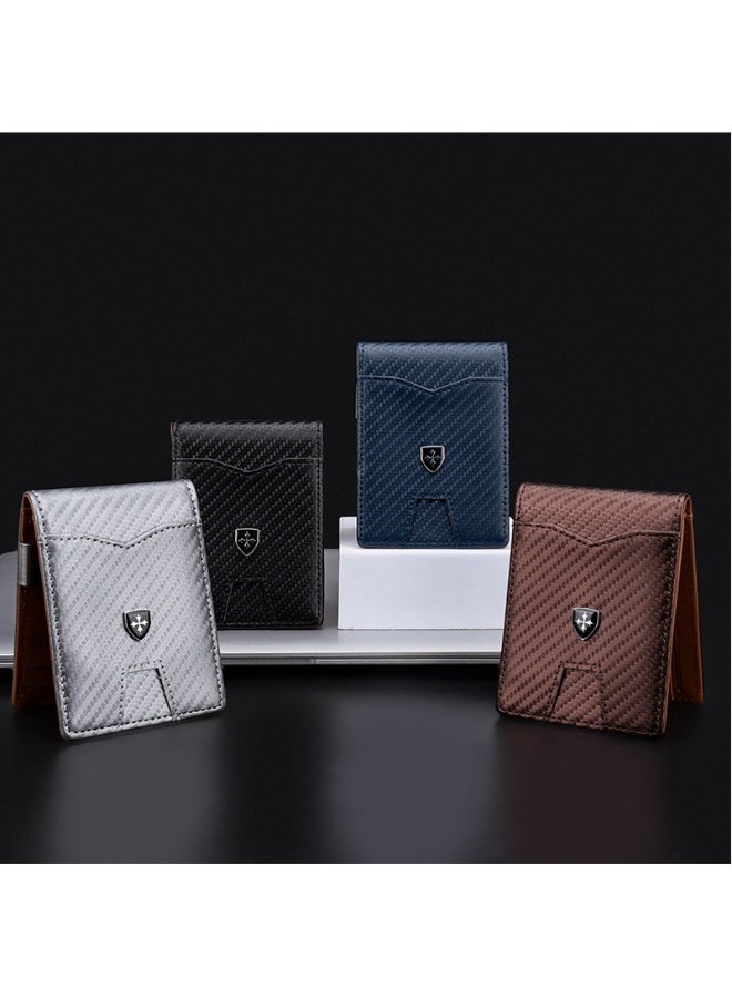 baellerry Men's Card Bag Carbon Fiber RFID Anti-degaussing Dollar Wallet Business Multi-card Purse - Image 4